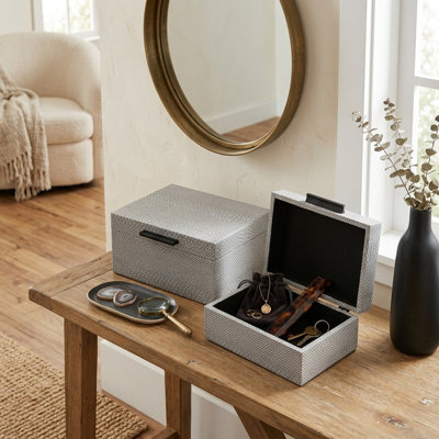 Anouk Snakeskin Themed Vinyl Box Set With Black Handles - Grey