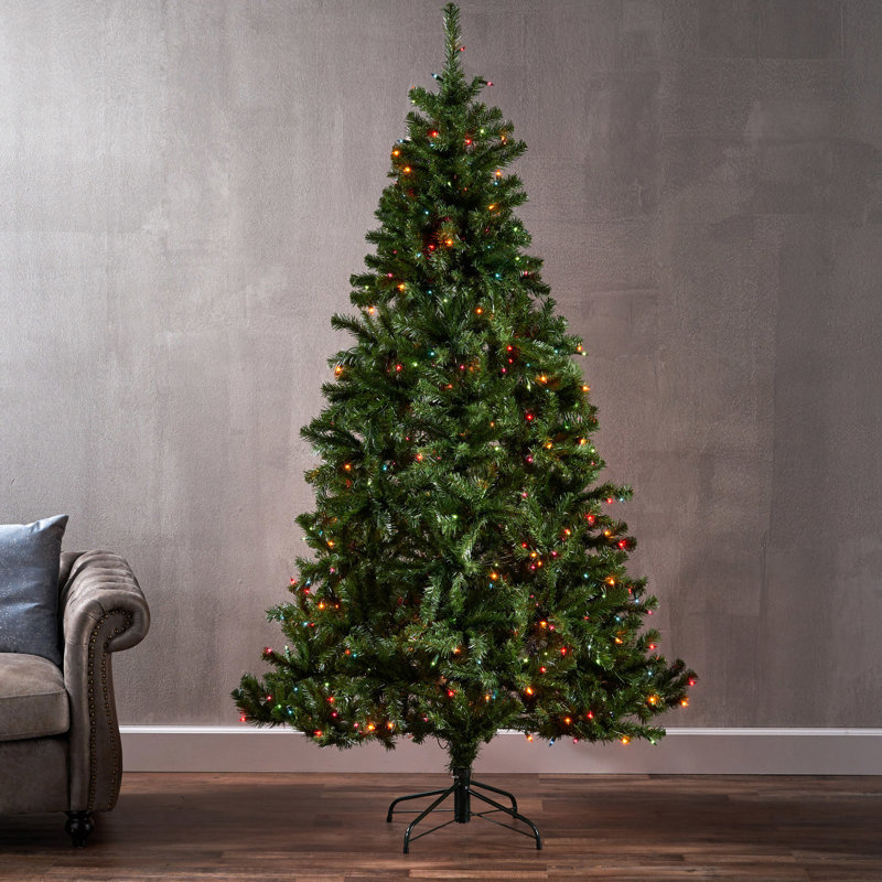 Arbre de Noël 7 pi avec support en fer stable de 500 po, H 48 po, assemblage requis x 84 po