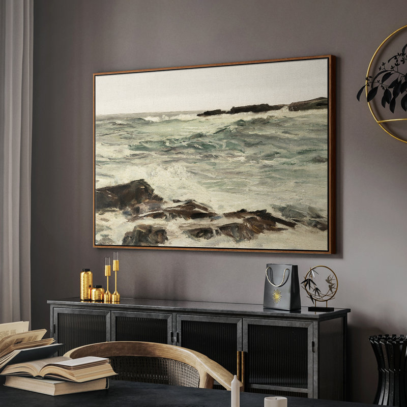 Impression nautique rétro-CLXVII, H 27 po x l 41 po x P 2 po, Toile encadrée noyer flottant