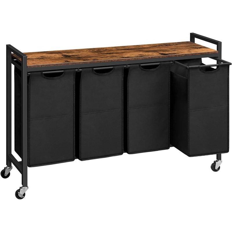 Trieur de linge 4 sections, panier à linge avec roulettes, 4 ...