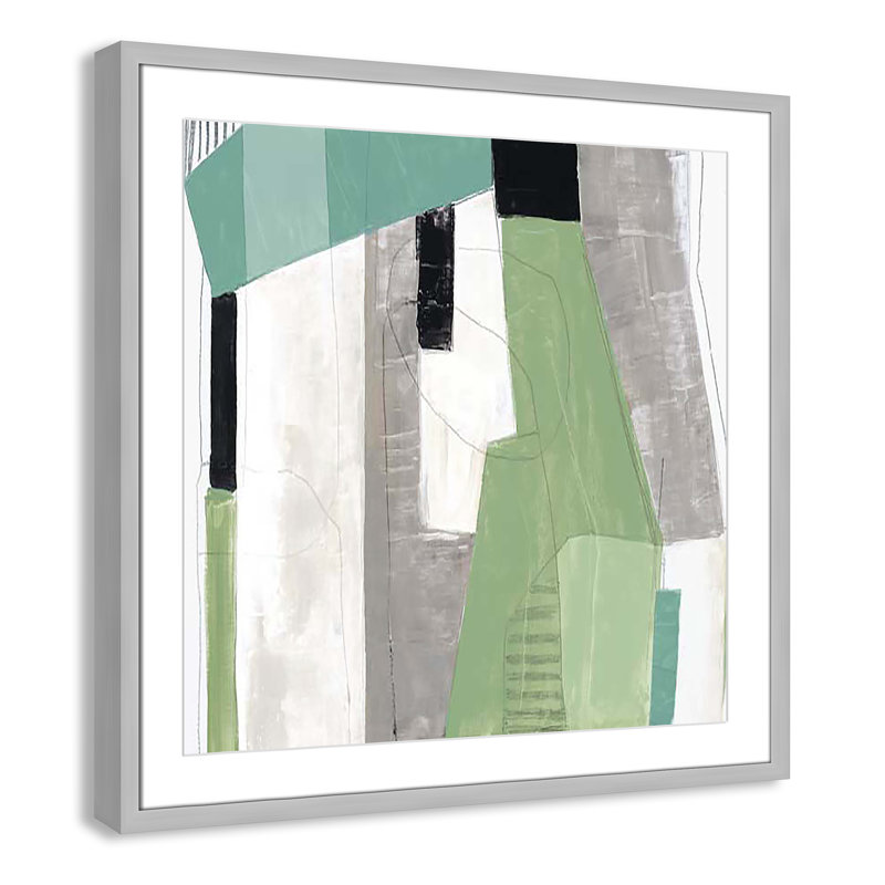 Evergreen Essence I par Tom Reeves, H 27,5 po x l 27,5 po x P 1,25 po, Encadré de boîte argent