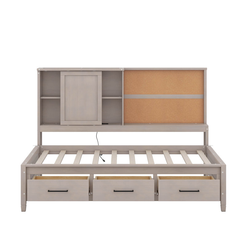 Lit de jour simple avec tablettes, Gris antique