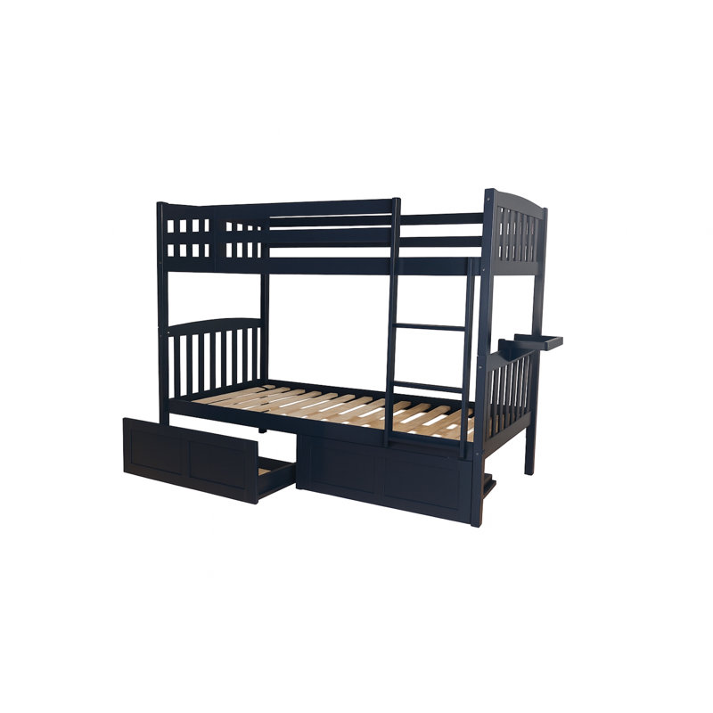 Thomson Bunk Bed with Storage Drawers and Tray, Navy, Twin Over Twin