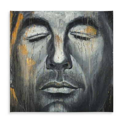 Gray Abstract Man Portrait Tablecloth | Indoor/Outdoor Decor