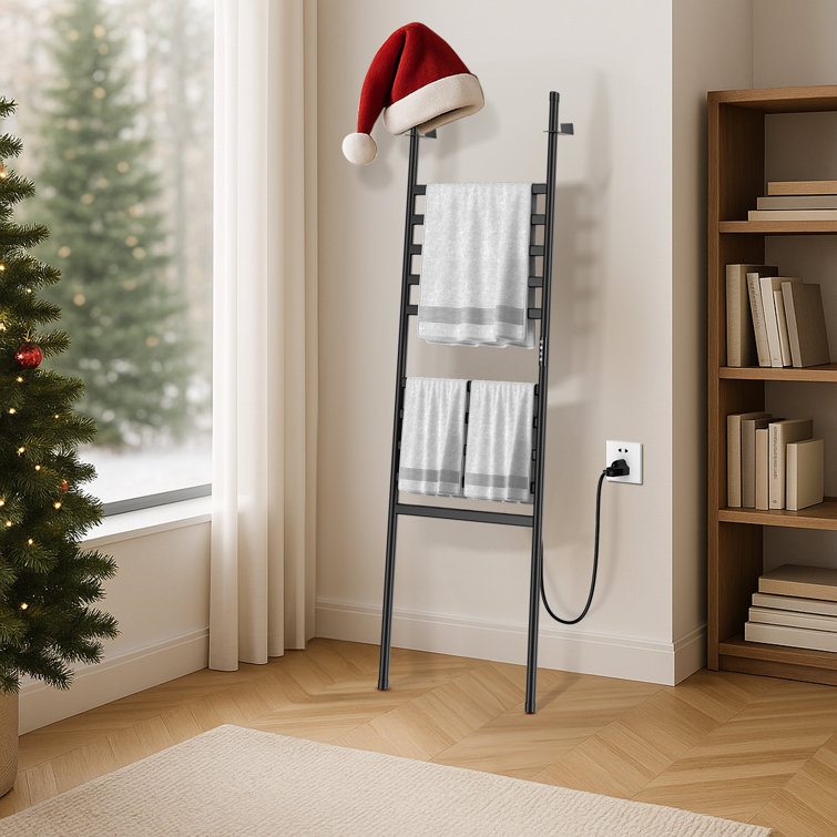 Leaning Towel Warmer Rack Large Capacity Leaning Design Towel Rack with Easy Setup Frame