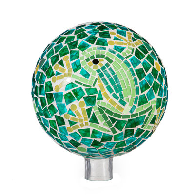 Green Frog Mosaic Gazing Ball, 10"