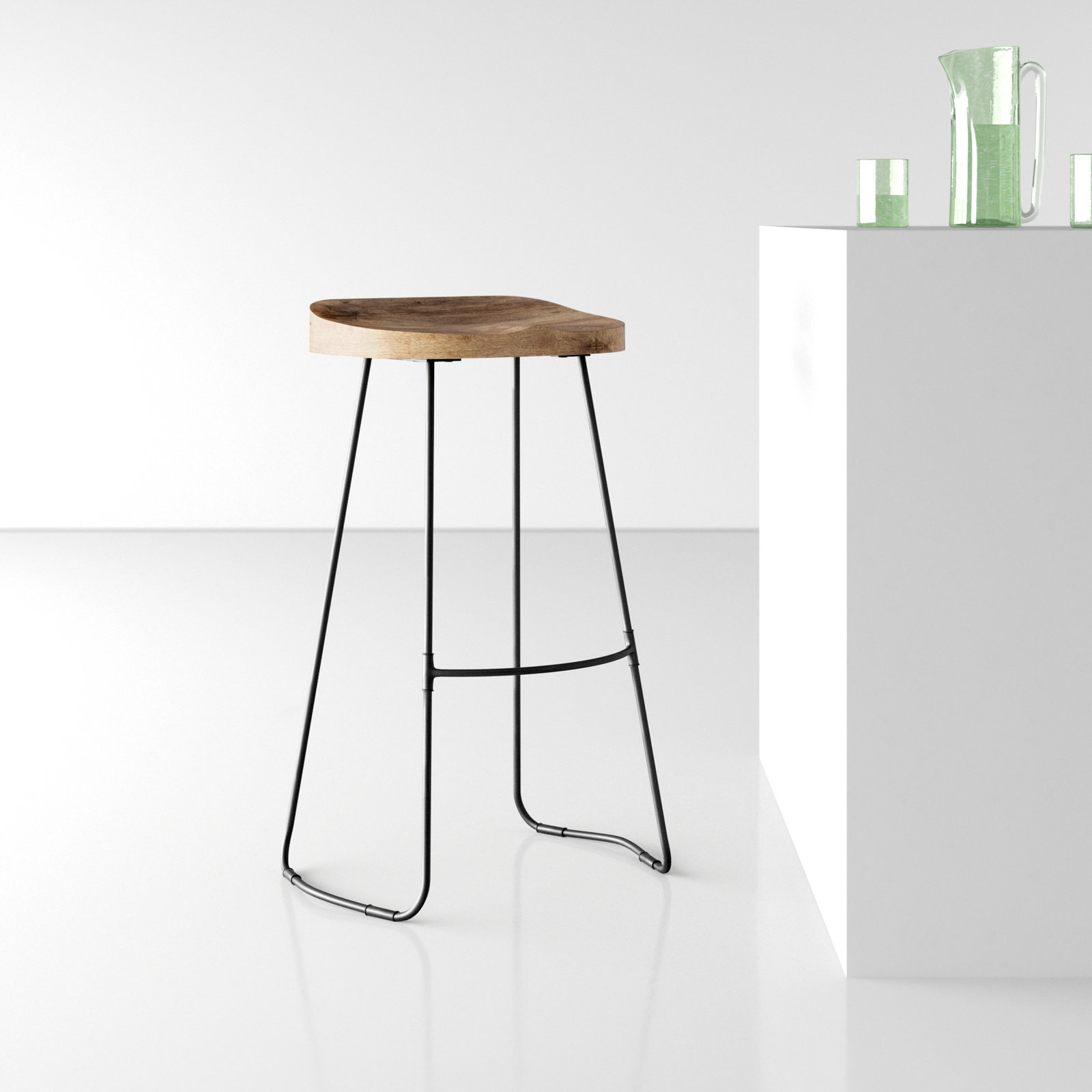 Geonna Solid Wood Bar & Counter Stool, Natural, Bar Stool (30" Seat Height)