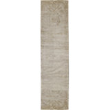 Hand-Knotted High-Quality Beige and Gold Runner