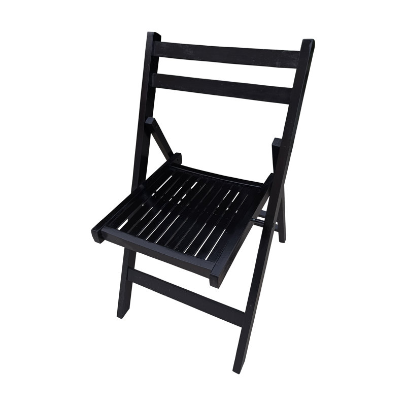 Chaises pliantes en bois à lattes pliables - noir, ensemble de 4, style pliable