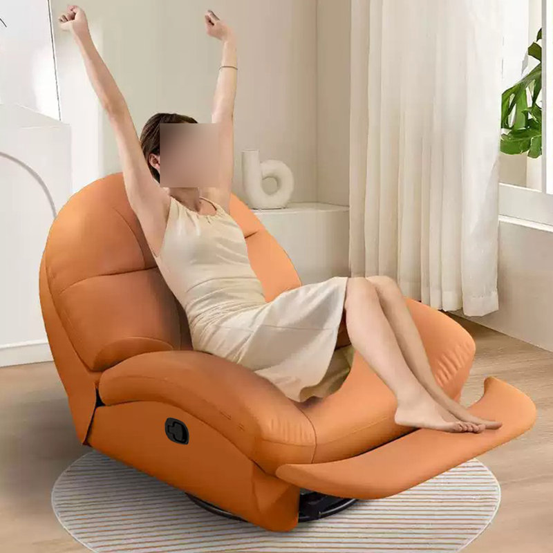 Multi-functional Single Recliner with Faux Leather, Orange