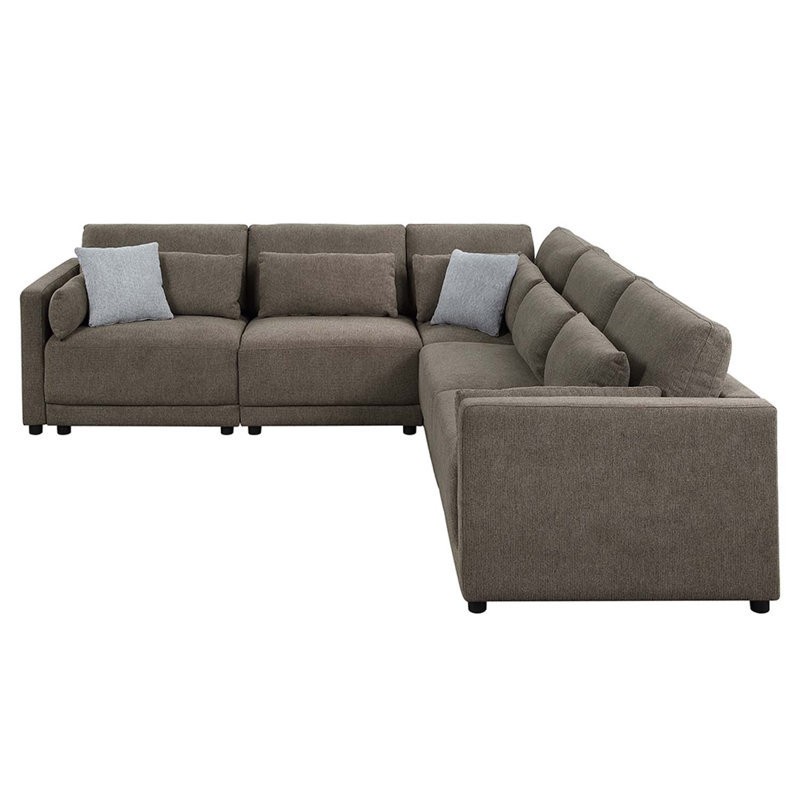 Fauteuil modulaire droit Rylie avec 2 coussins, lin brun