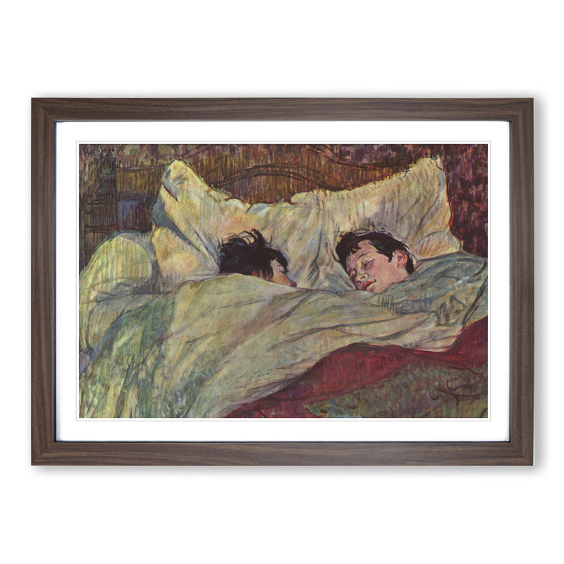 In Bed by Henri de Toulouse-Lautrec - Picture Frame Painting, 36cm H x 48cm W x 2cm D, Walnut Framed