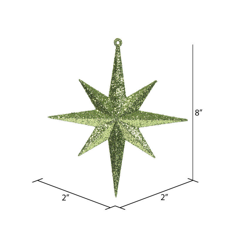Ornement étoile de Bethléem scintillant, H 15,75 po x l 15,75 po x P 3 po, Lime