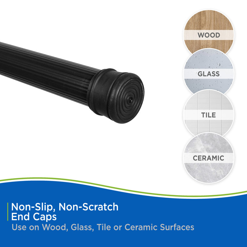 72'' Straight Tension Shower Curtain Rod, Black