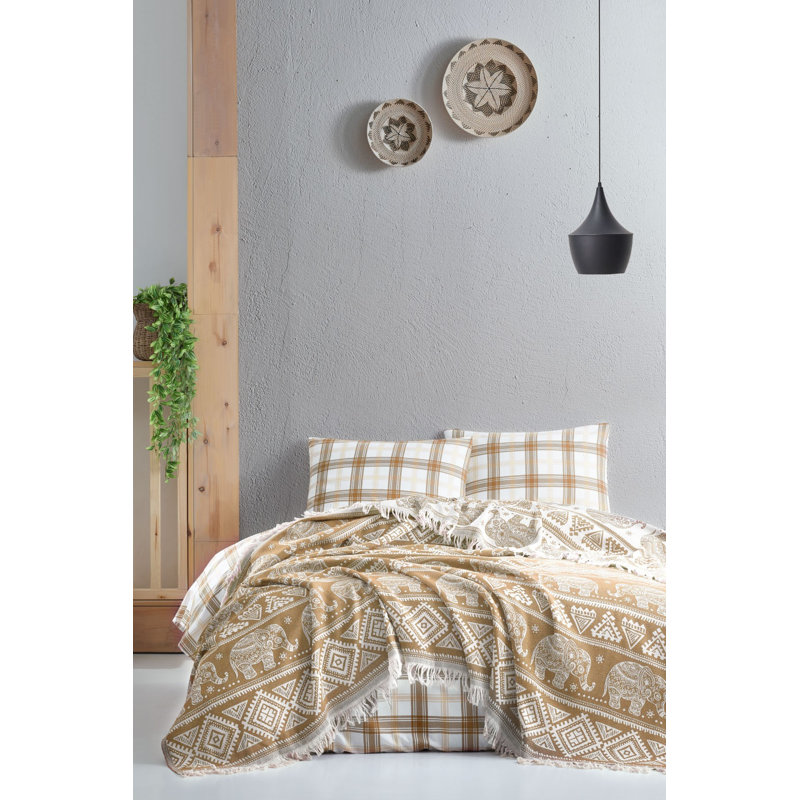 Couverture 100% coton Connell, Moutarde