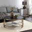 Table basse Abisha avec plateau en pierre frittée et structure en métal durable