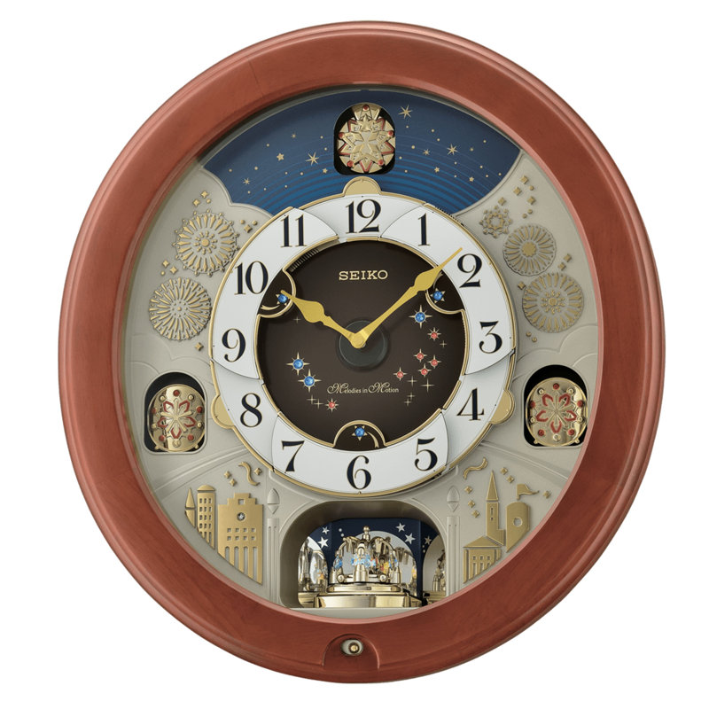 QXM376BRH Melodies In Motion Clock, Brown