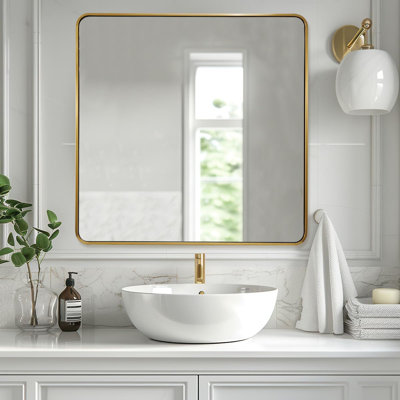Contemporary Rectangle Bathroom Vanity Mirror | Stainless Steel Thick Frame