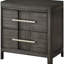 Table de chevet grise 1pc de style transitionnel, 2 tiroirs, plateau doublé de feutre, poignée en bois massif et barre de nickel pour table de chevet décorative contemporaine-1492559635