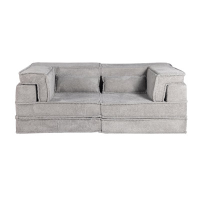 Compression Mahjong Sofa,Convertible Floor Sofa Bed,DIY Boneless Modular Sectional Sofa,No Assembly Required,Circle Fleece Fabric,Modern Oversized Loveseat,Light Grey