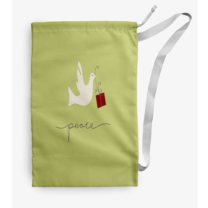 Sac à linge Peace Dove Christmas, Petit (H 29 po x l 18 po), Vert