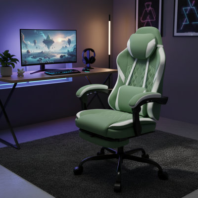 Adult-Sized Fabric Gaming Chair With A High-Back Ergonomic Design, Featuring A Footrest, Adjustable Headrest, And Massage Lumbar Support; 90-155Â° Free Tilt.