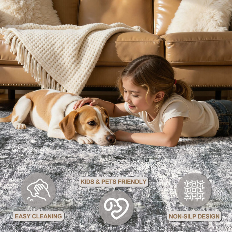 Dagmar Area Rug Living Room Rugs - Large Soft Indoor Neutral Modern Abstract Low Pile Washable Rug Carpet for Bedroom Dining Room Farmhouse Home Office
