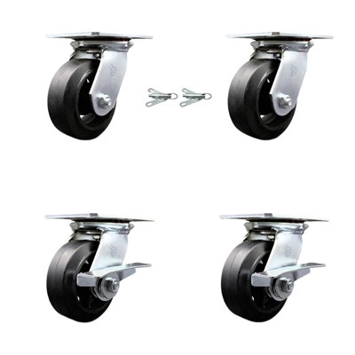 4 Piece Rubber on Steel Caster Set