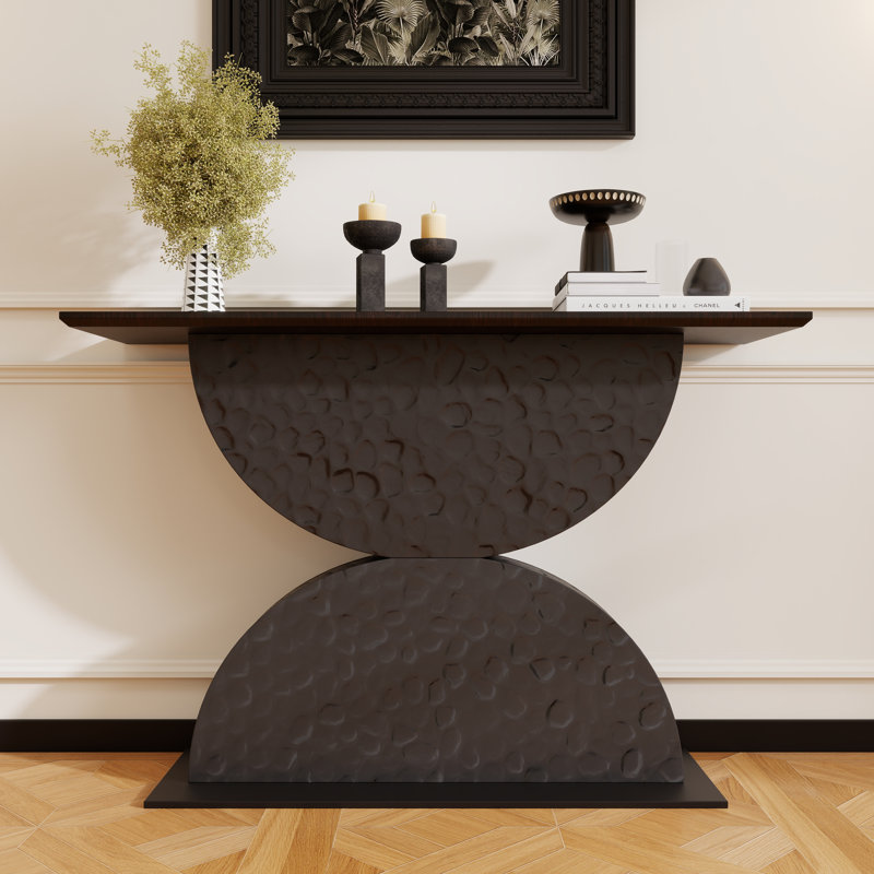 Console en bois de style moderne en forme de marteau 3D avec lumière DEL et demi-cercles