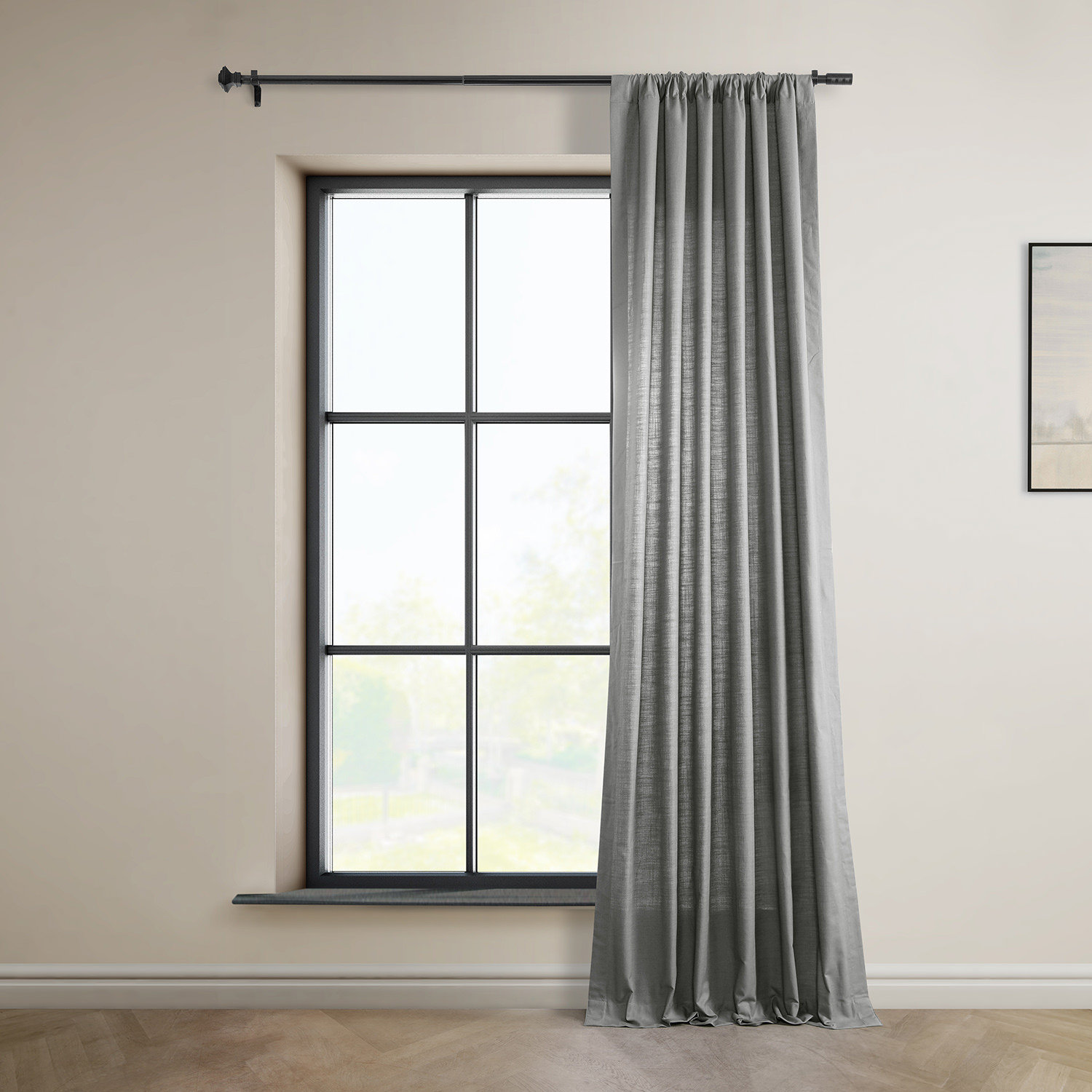 Richardson Semi-Sheer Cotton Curtain Pair, 50" W x 108" L, Dark Gray