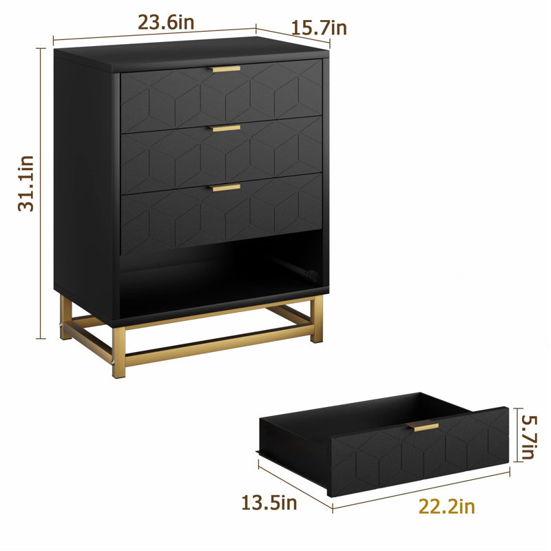 Commode d'appoint Naelyn, Noir