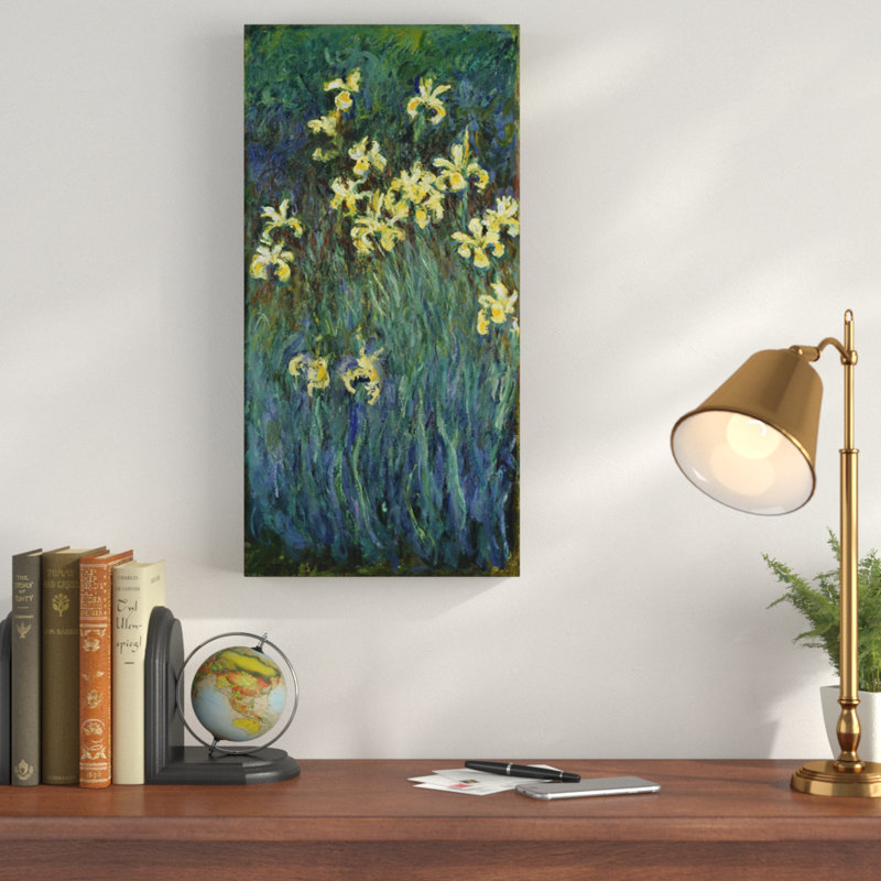 « the yellow irises » par claude monet, reproduction d’art sur toile, H 32 po x l 18 po x P 2 po