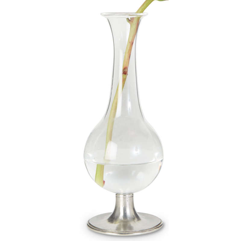 Clear/Silver 8" Glass Table Vase
