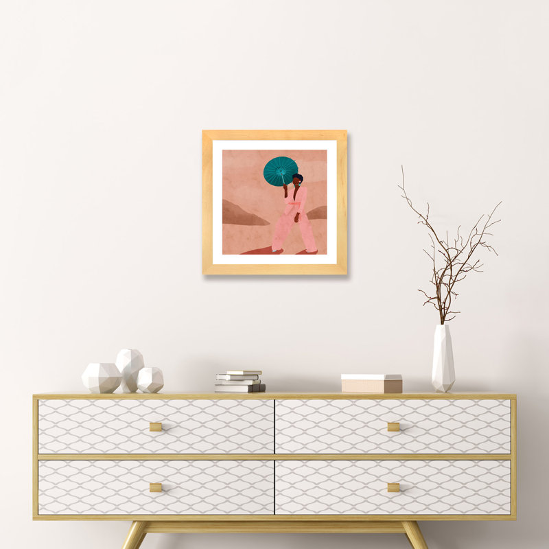 «Afrikanaa» - Impression sur papier avec cadre flottant, H 16 po x l 16 po x p 1 po, Papier beaux-arts encadré bois naturel