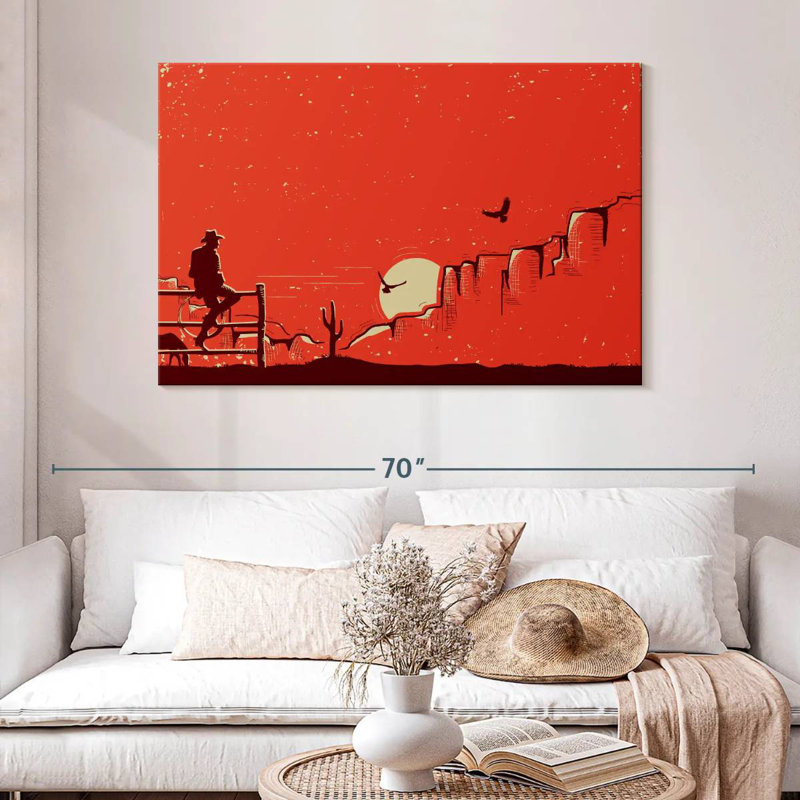 Lelar Cowboy Sunset Landscape, 32" H x 48" W