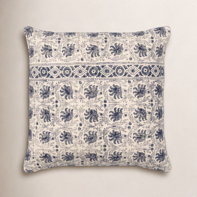 Sabra Floral Cotton Reversible Pillow Cover, 22" x 22"