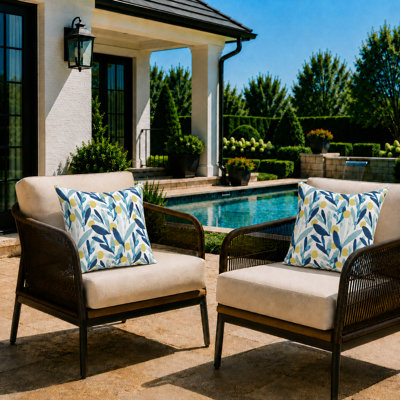 2-Piece 18" x 37" Indoor/Outdoor Waterproof Square Throw Pillow Set with Removable Zip Covers and Inserts