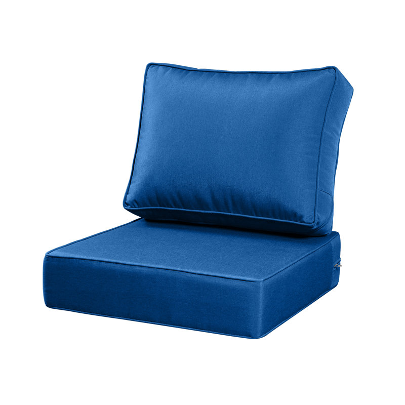 Outdoor Seat Cushion Set, 24 X 24 Inch Water-Resistant & Fade-Resistant Patio Furniture Cushions With Removable Cover, Deep Seat & Back Cushion With Zipper For Chair Couch Sectional Sofa，Navy Blue
