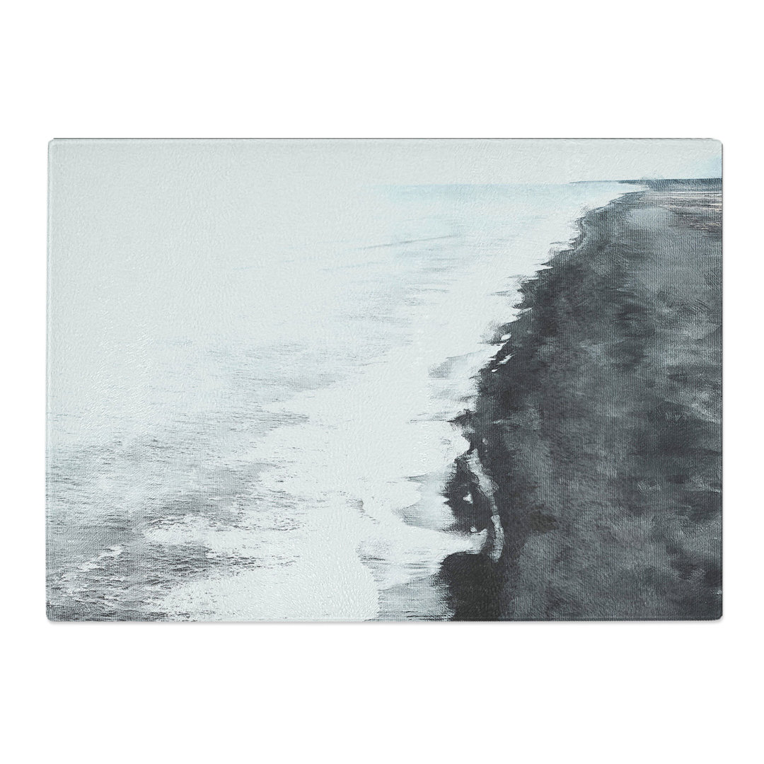 Tempered Glass Black Sand Beach in Iceland Abstract Chopping Board