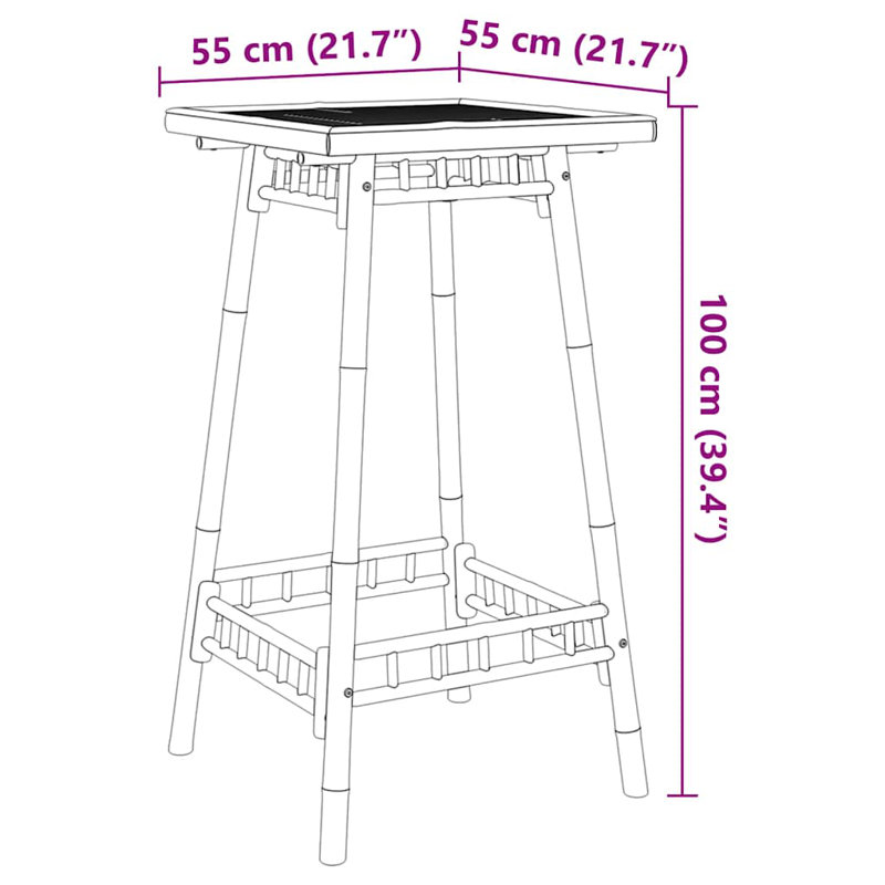 Square 55Cm L Outdoor Standing Height Table