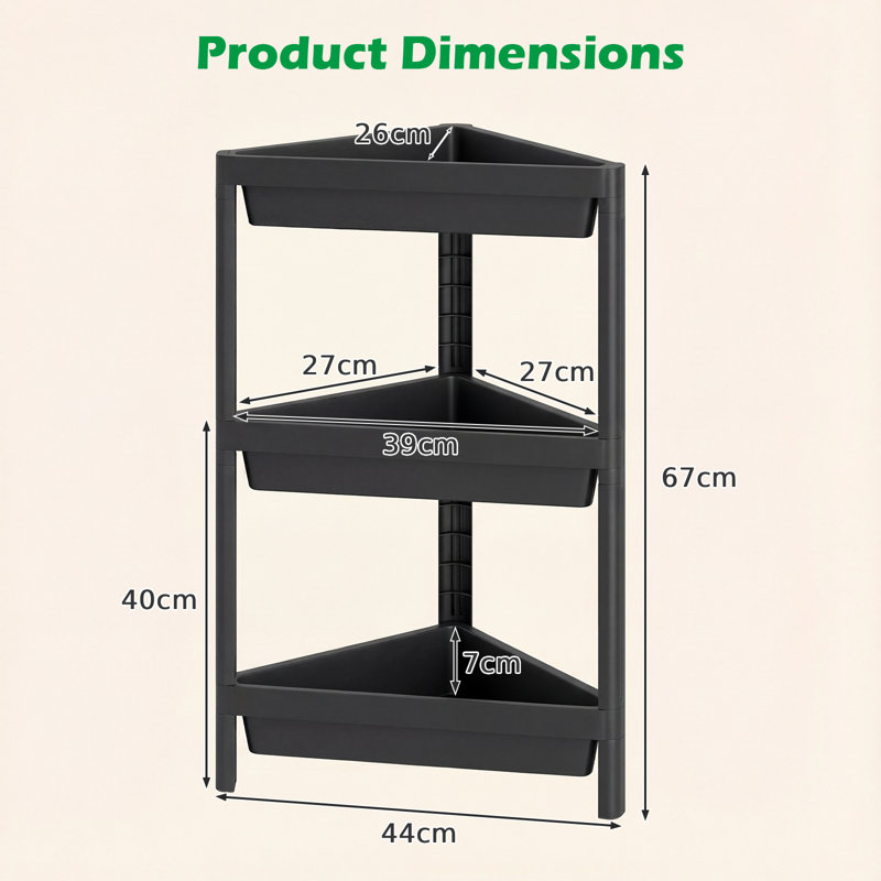 44cm W Plastic Shelving Unit, Black