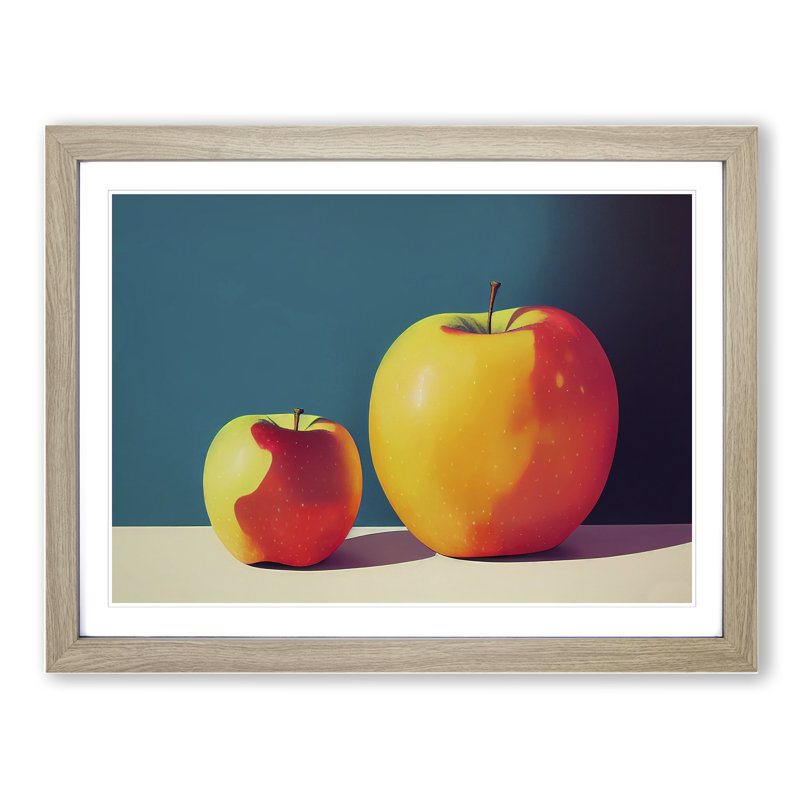 Two Apples Fruit Vol.1 - Framed Print, 34cm H x 46cm W x 2cm D, Oak