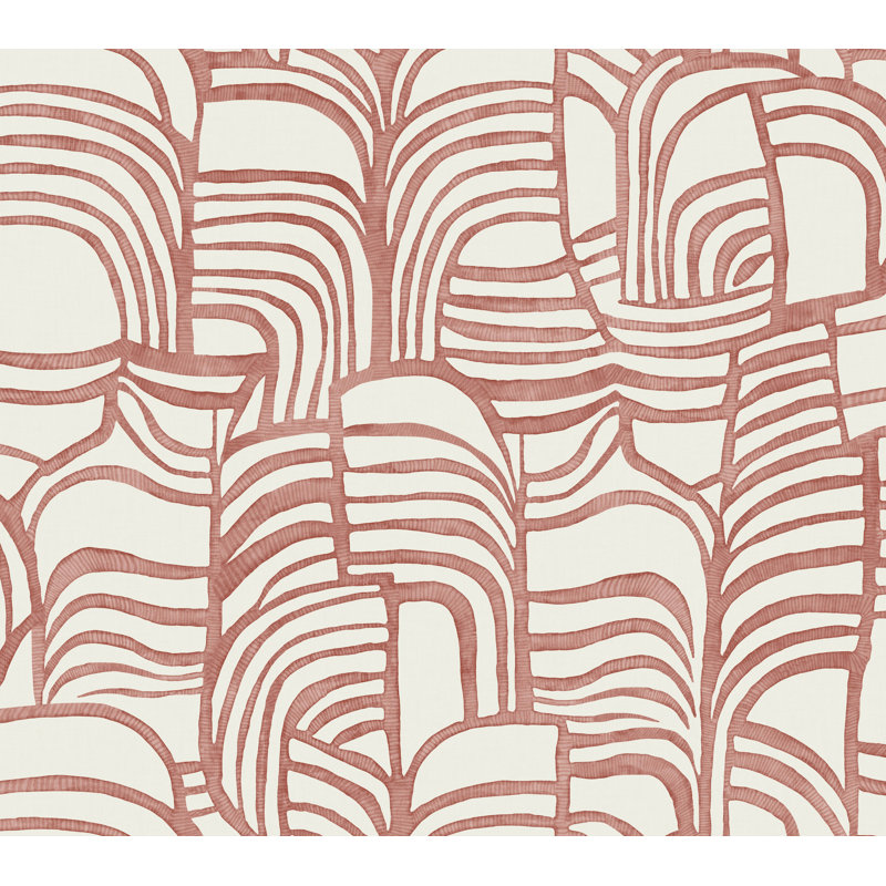 Papier peint adhésif en lin Featherwork, Rouge