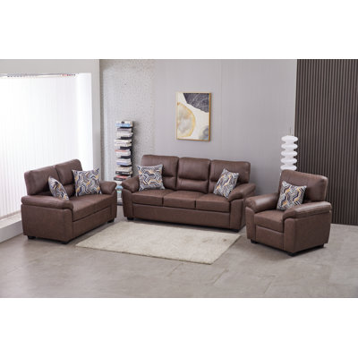 3-Piece Vegan Leather Living Room Set