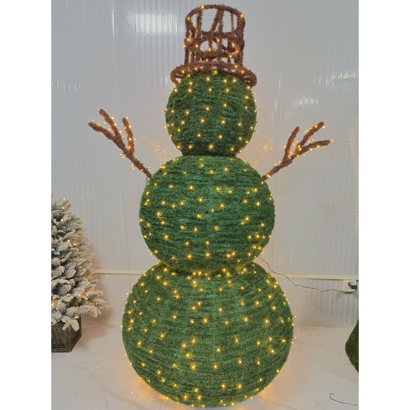 Topiaire bonhomme de neige illuminé