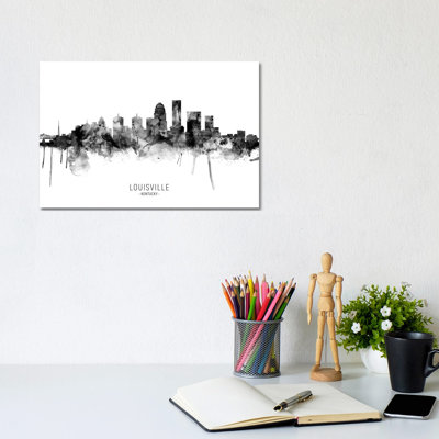 Louisville Kentucky Skyline Name Bw by Michael Tompsett - Wrapped Canvas Gallery-Wrapped Canvas Giclée
