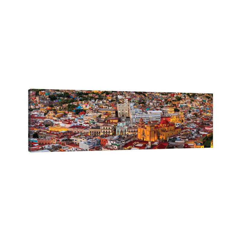 Aerial View Of Colorful City, Guanajuato, Mexico - Wrapped Canvas Panoramic Print, 30.48 cm H x 91.44 cm W x 1.91 cm D