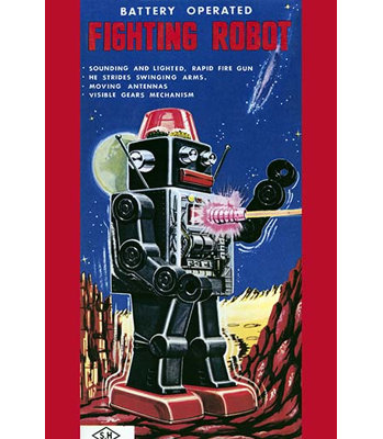 « combat robot », affiche rétro
