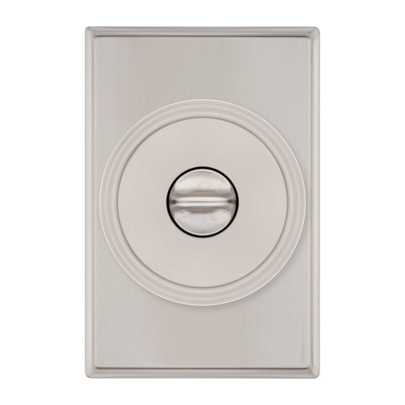 Sora Keyed Entry Knob w/ Rectangular Rose featuring SmartKey Security, Satin Nickel