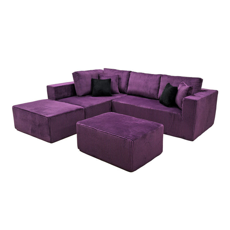 Fernvale Modular Boneless Sectional, Purple Corduroy